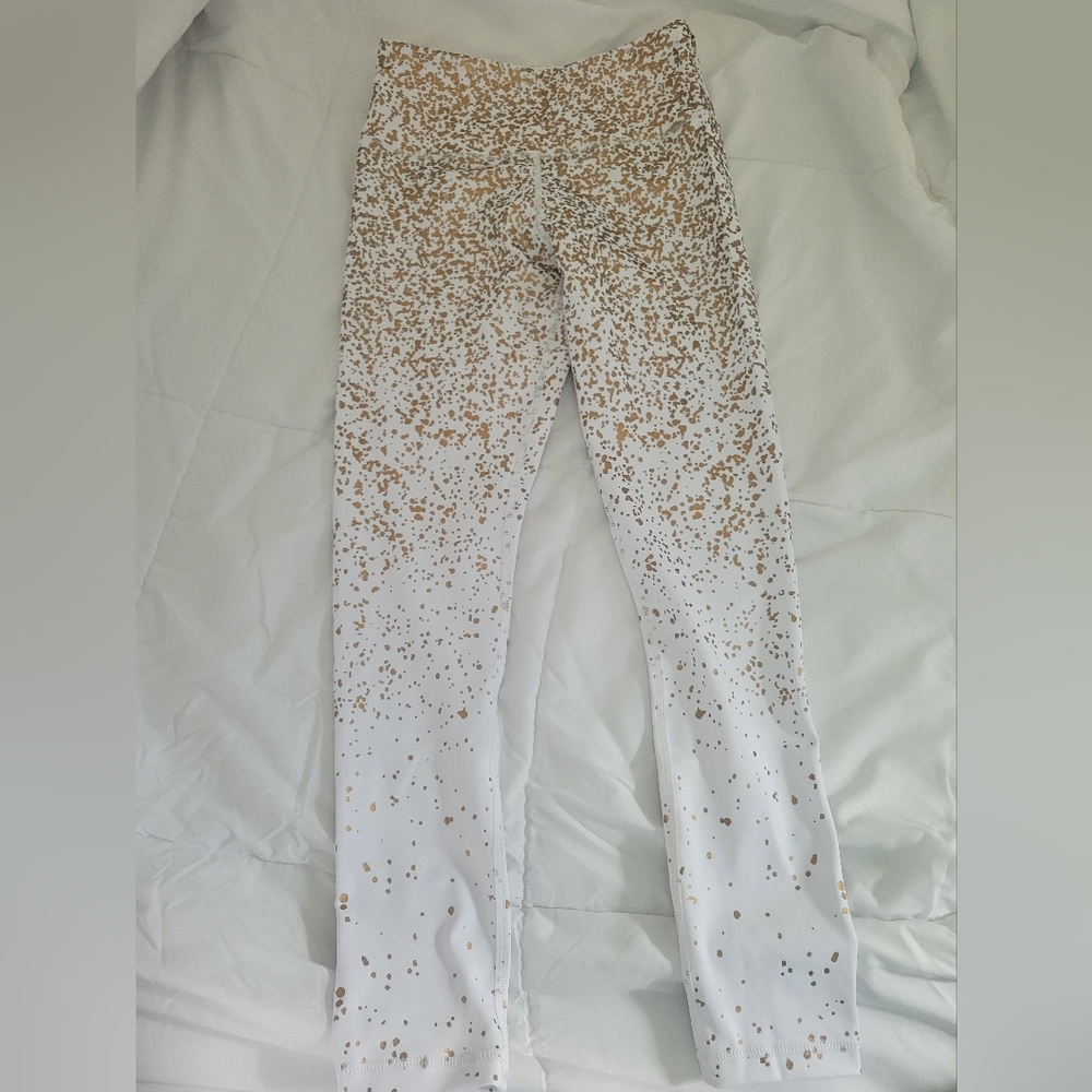 Zyia Active White Stay Gold Light n Tight Leggings Size 2